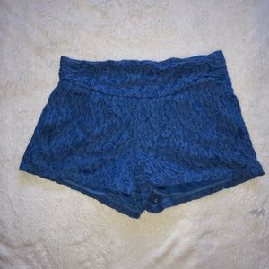 Blue lace shorts